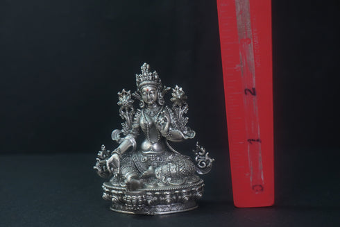 Pure Silver Antique Nepali Laxshmi Idol Sitting 106.20G By Mahita Collections