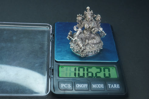 Pure Silver Antique Nepali Laxshmi Idol Sitting 106.20G By Mahita Collections