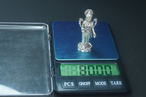Pure Silver Antique Laxmi Standing 80G By Mahita Collections