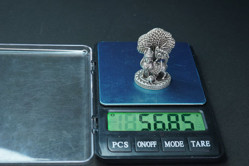 Pure Silver Antique Kamadhenu Big With Tree 56.85G By Mahita Collections