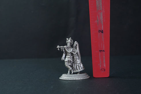 Pure Silver Antique Radha Krishna Standing Big 49G By Mahita Collections