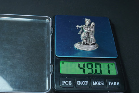 Pure Silver Antique Radha Krishna Standing Big 49G By Mahita Collections