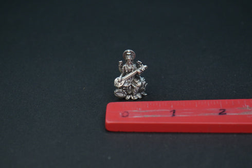Pure Silver Antique Saraswathi Devi Sitting On Lotus 14.34G By Mahita Collections