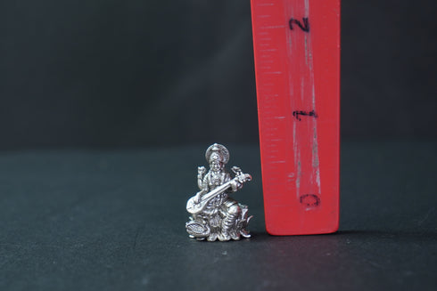 Pure Silver Antique Saraswathi Devi Sitting On Lotus 14.34G By Mahita Collections