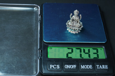 Pure Silver Antique Laxmi Devi Sitting On Lotus 27.43G By Mahita Collections