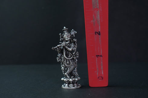 Pure Silver Antique Krishna Standing 33.02G By Mahita Collections