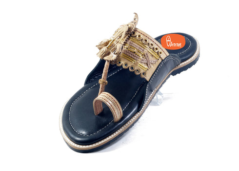 Vhaanfootwear Senapati Pure Leather Cushioned Anti Slippery Kolhapuri Chappal For Men
