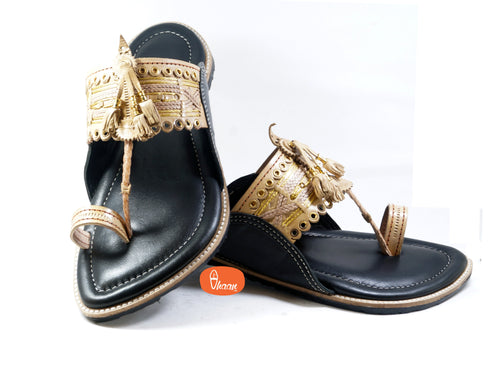 Vhaanfootwear Senapati Pure Leather Cushioned Anti Slippery Kolhapuri Chappal For Men