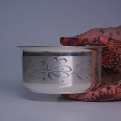 Pure Silver Flowers Design Bowl 108g