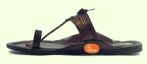 Vhaanfootwear Golden Weni Red Gonda Dark Brown Ladies Kolhapuri Chappal