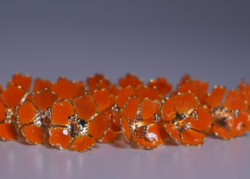 Pure Silver Orange Flowers 18G Pack 10 Pcs