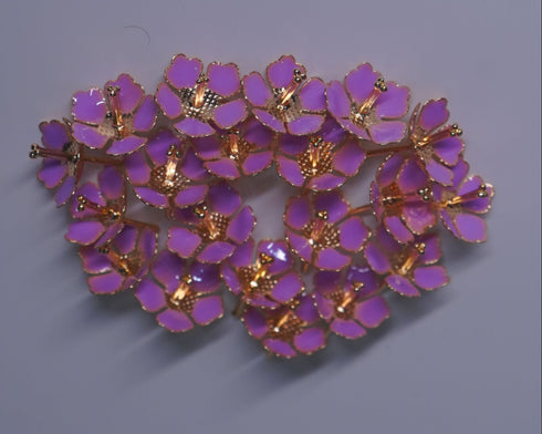 Pure Silver Enamel Violet Color Flowers 18G (Pack Of 10)