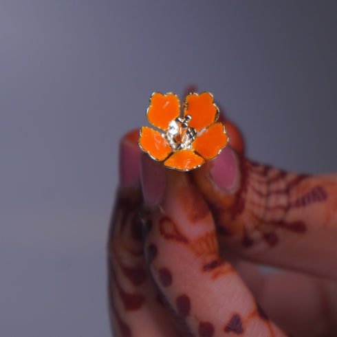 Pure Silver Orange Flowers 18G Pack 10 Pcs