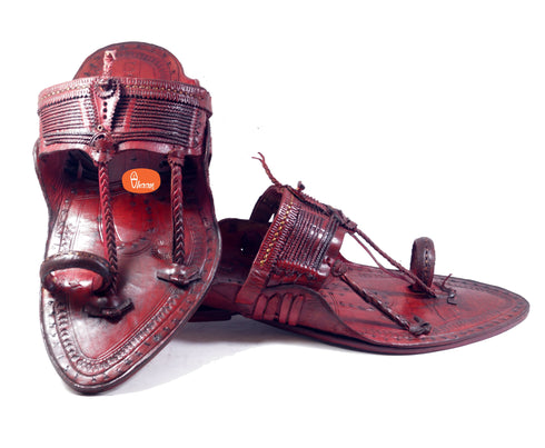 Vhaanfootwear Red Kolhapuri Chappal For Men