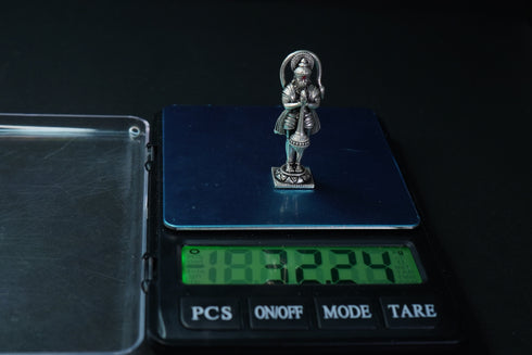Pure Silver Antique Bhakt Hanuman Murti 32.24G Idol By Mahita Collections