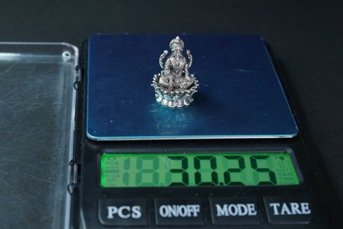 Pure Silver Antique Padmam Lakshmi Sitting On Lotus 30G By Mahita Collections