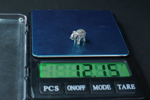 Pure Silver Antique Trunk Up Elephant Idol 12.15G By Mahita Collections
