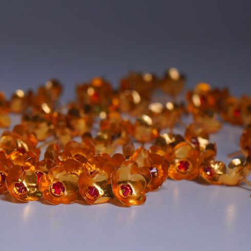 Pure Silver Gold Plated Kundan Flowers Pack Of 108 43G