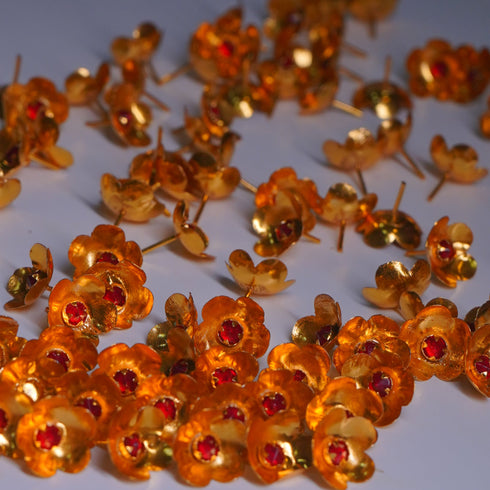 Pure Silver Gold Plated Kundan Flowers Pack Of 108 43G