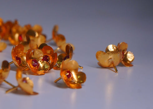 Pure Silver Gold Plated Kundan Flowers Pack Of 108 43G