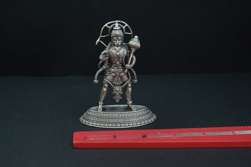 Pure Silver Antique Ashirwad Hanuman Standing With Mala 100.01G By Mahita Collections