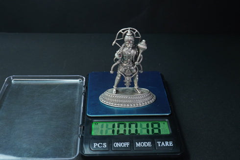 Pure Silver Antique Ashirwad Hanuman Standing With Mala 100.01G By Mahita Collections