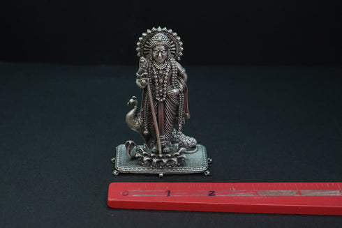 Pure Silver Antique Murugan Idol Standing 137.72G By Mahita Collections