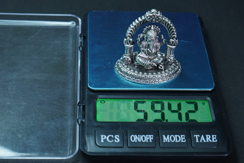 Pure Silver Antique Arch Ganesh - 2D - 59.42G By Mahita Collections