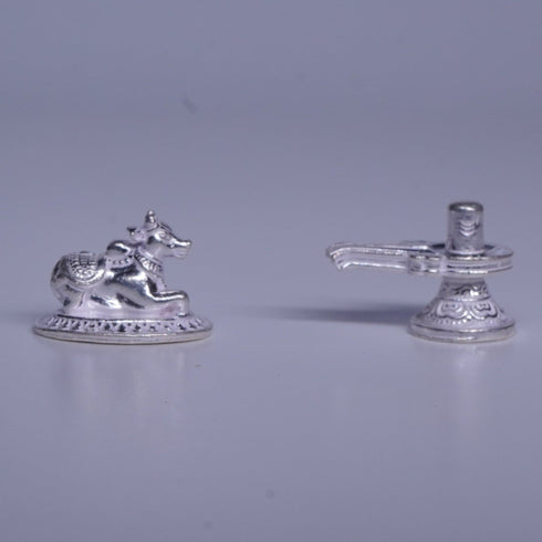 Pure Silver Nandi With Shivling Set 20G
