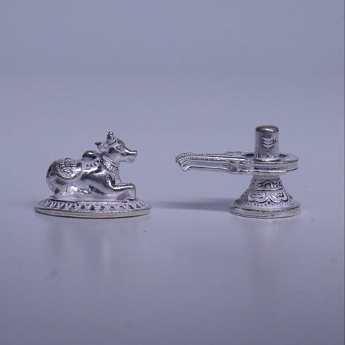 Pure Silver Nandi With Shivling Set 20G