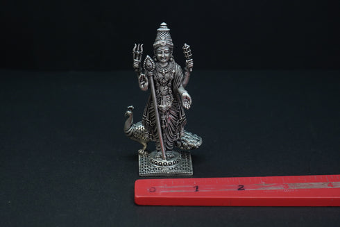 Pure Silver Antique Murugan With Peacock 100.01G By Mahita Collections