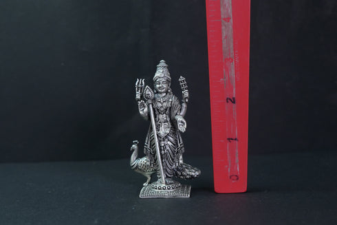 Pure Silver Antique Murugan With Peacock 100.01G By Mahita Collections