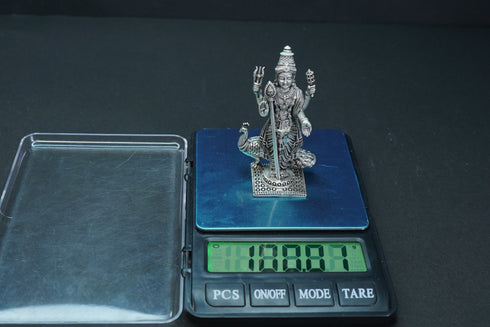 Pure Silver Antique Murugan With Peacock 100.01G By Mahita Collections