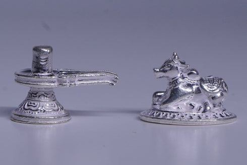 Pure Silver Nandi With Shivling Set 20G