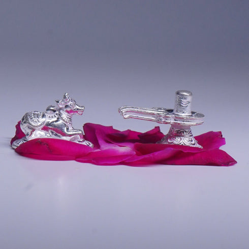 Pure Silver Nandi With Shivling Set 20G
