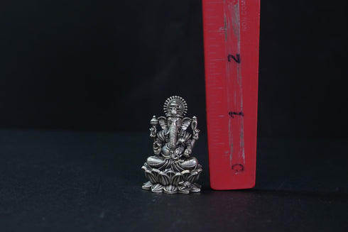 Pure Silver Antique Lotus Ganesh Sitting 39.50G By Mahita Collections