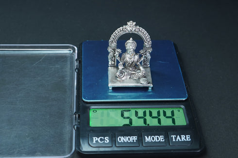 Pure Silver Antique Dhanalaxmi With Frame Sitting 54.49G By Mahita Collections