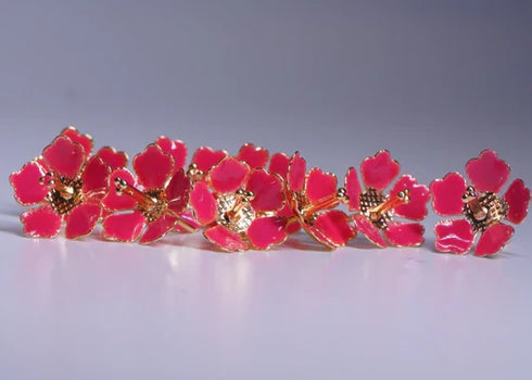 Pure silver Enamel red flowers 18G (Pack Of 10) (MSKU: SKU: 900961)