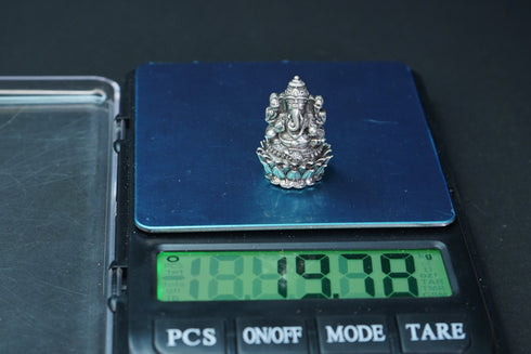 Pure Silver Antique Padmam Ganesh Right Trunk Sitting Big 19.78G By Mahita Collections