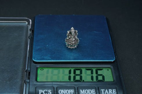 Pure Silver Antique Padmam Ganesh Right Trunk Sitting Idol 18.76G By Mahita Collections