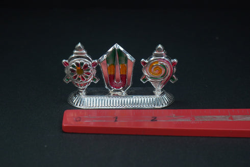 Pure Silver Antique Shanku Chakram Namam With Colours R,Y,G 20G By Mahita Collections