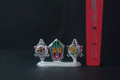 Pure Silver Antique Shanku Chakram Namam With Colours R,Y,G 20G By Mahita Collections