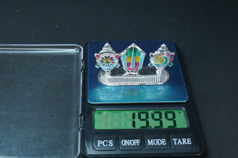 Pure Silver Antique Shanku Chakram Namam With Colours R,Y,G 20G By Mahita Collections