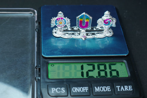 Pure Silver Antique Pure Silver Shanku Chakram Namam With Colours P,Y,B 12.86G By Mahita Collections