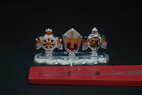 Antique Pure Silver Shanku Chakram Namam With Colours R.Y.W 11.10G By Mahita Collections