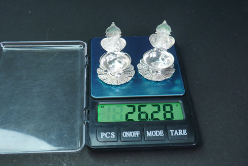 Pure Silver Antique Spl Kamakshi Lamp 26.28G By Mahita Collections