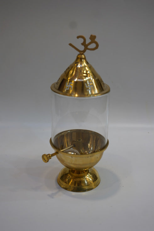 Glass Cover Brass Diya 174g