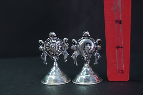 Pure Silver Antique Shanku Chakram Small 27.94G By Mahita Collections