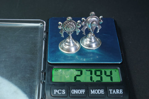 Pure Silver Antique Shanku Chakram Small 27.94G By Mahita Collections