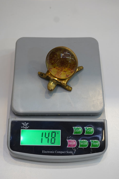 Brass Tortoise Glass Showpiece 148g